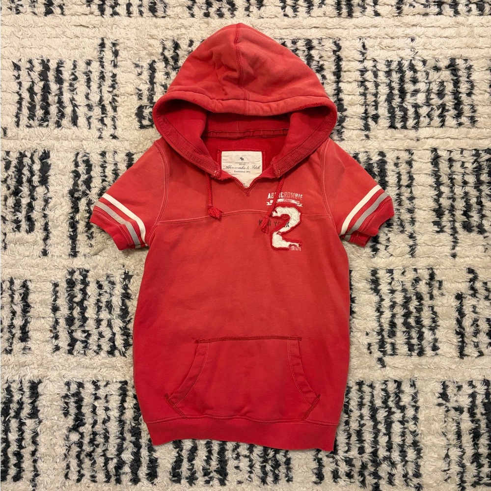 Abercrombie & Fitch Women’s Distressed Short Sleeve Hoodie - Picture 2 of 6